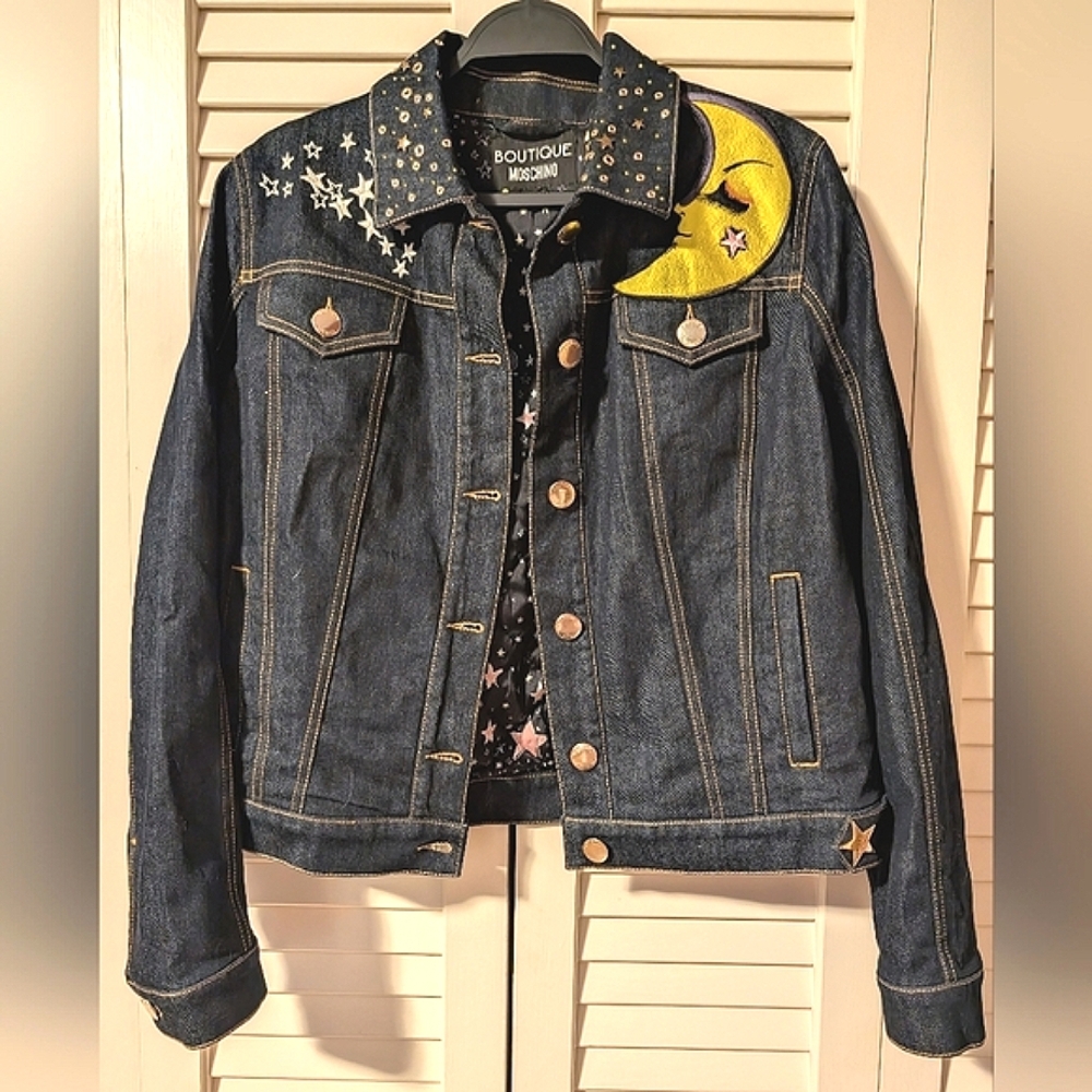Moschino Denim Moon and Stars Jacket size US 12
